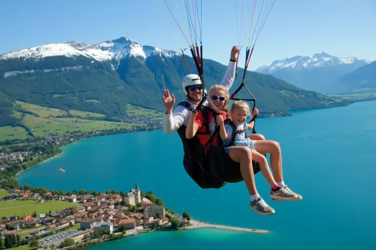famille qui fait du parapente