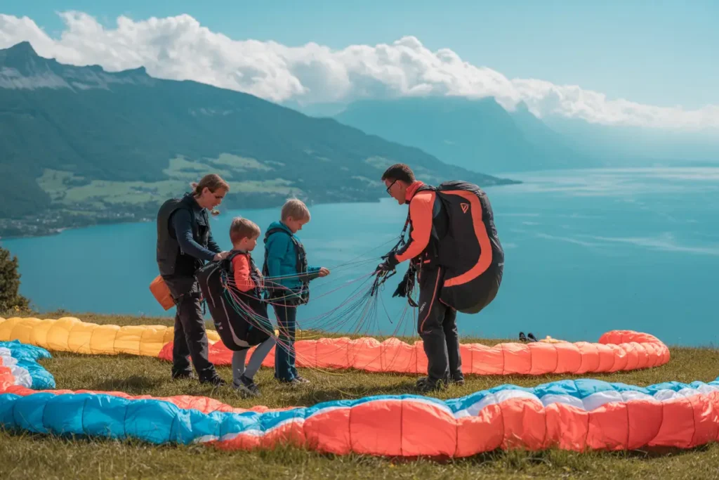 préparatifs parapente avec un professionnel